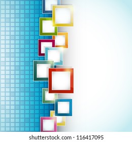 abstract blue background with mosaic and squares