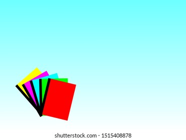 abstract blue background with multi colors book in corner with empty space