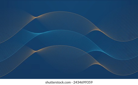 Abstract blue background with multicolored orange wavy lines