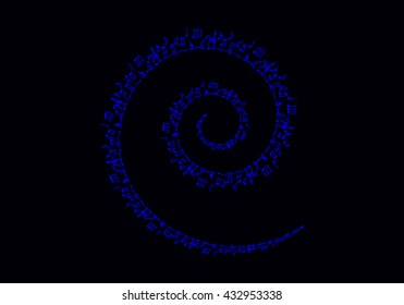 abstract blue background, a music notes, bass and treble clef, background for presentation