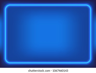 Abstract blue background with neon frame. Mesh gradient background with dark frame. Blurred Blue Template, blank, cover. A4 Vector EPS10
