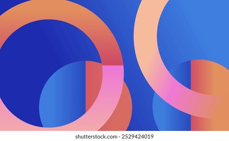 Abstract blue background with neon gradient of pink and orange yellow Vector illustration