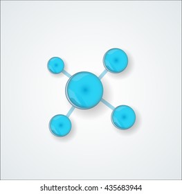 abstract blue background on white molecules.