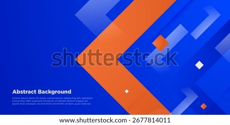 Abstract blue background with orange arrow shapes pattern design. Simple elegant  backdrop element concept. Eps10 vector