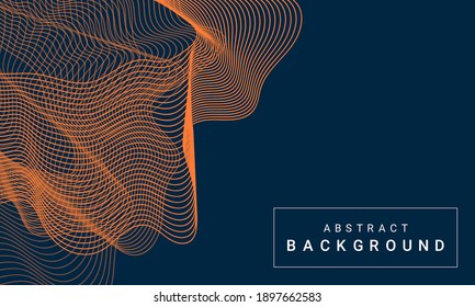 Abstract blue background with orange liquid lines. Design template for brochures, flyers, magazine, banners etc.