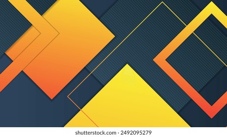 Fondo azul Abstractas con Formas geométricas de degradado cuadrado naranja