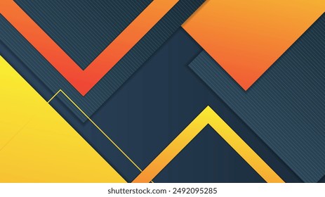 Abstrakter blauer Hintergrund mit orangefarbenen quadratischen Farbverlauf geometrischen Formen