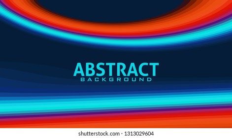 Abstract blue background with orange and turquoise line. Modern futuristic vector graphic pattern