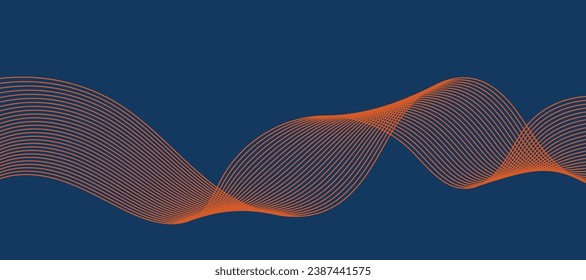 Abstract blue background with orange wavy lines