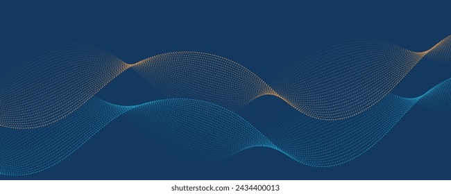 Abstract blue background with blue orange wavy lines	
