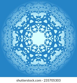 Abstract blue background with ornament. Vector illustration