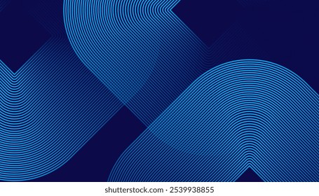 Fundo azul abstrato com camada sobreposta. Linhas de forma geométrica brilhantes. Design de padrão de linhas quadradas de gradiente moderno.