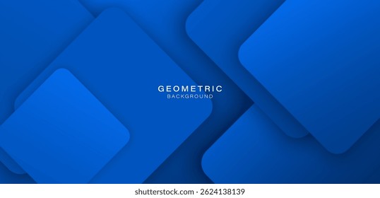 Abstract blue background with overlap layer. Modern rounded square shapes and shadow. Minimalist geometric design. Suit for cover, poster, banner, flyer, book, brochure, website