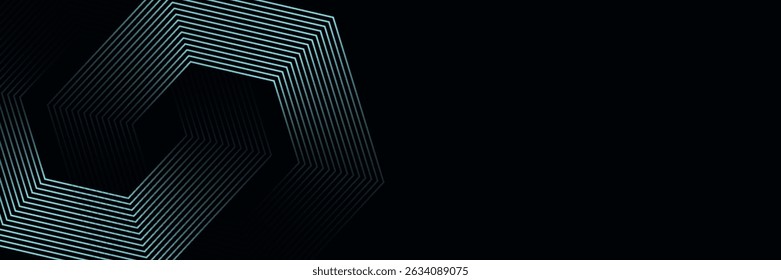 Abstract blue background with overlap layer. Glowing geometric shape lines. Modern gradient square lines pattern design. Minimal geometric.