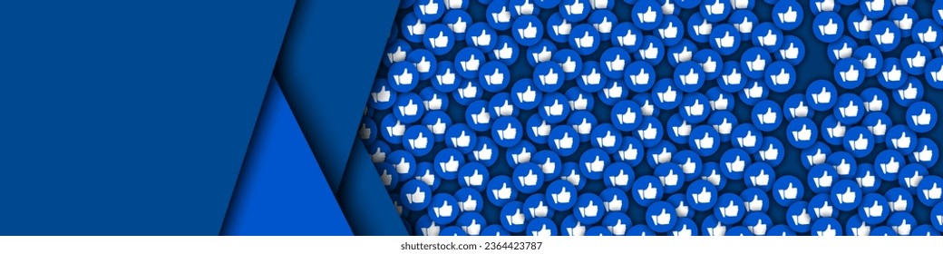 Abstract blue background with overlap and like sign. Cover template. Banner for social media. Vector EPS 10