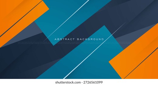 Fundo azul abstrato com sobreposição de cor laranja formas padrão design. Estilo simples do conceito do elemento do papel. Design gráfico de banner futurista. Vetor Eps10