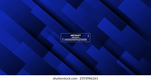 Abstract blue background overlap vector template with overlay lines and shapes. Dark blue background with square pattern design. Vector Eps10
