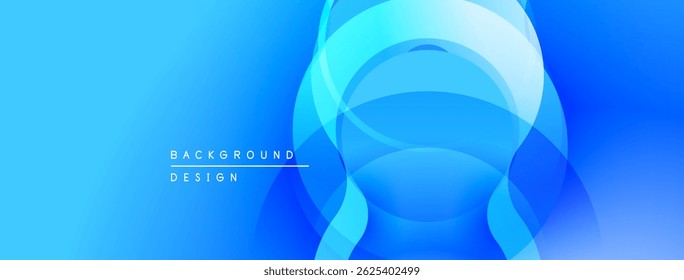 Abstract blue background. Overlapping circles create dynamic visual effect. Modern design suitable for banners, websites.
