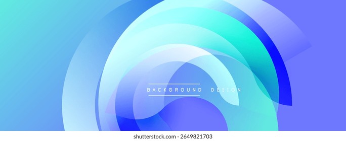 Abstract blue background. Overlapping circular layers create dynamic visual effect. Modern design suitable for digital projects.