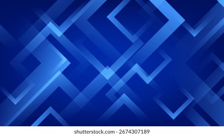 Fondo azul abstracto con cuadrados geométricos superpuestos y diamantes que forman un diseño de tecnología moderna ideal para el uso del Web textura digital Fondo de pantalla elegante o diseño creativo
