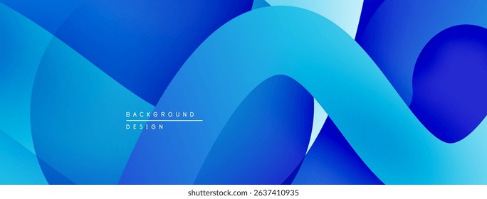 Abstract blue background. Overlapping shapes create dynamic, modern visual effect. Smooth gradients, flowing forms.