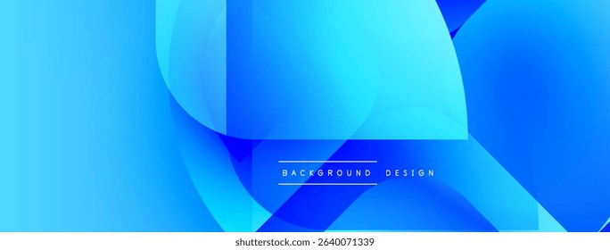 Abstract blue background. Overlapping shapes create dynamic visual effect. Modern design suitable for banners, websites.