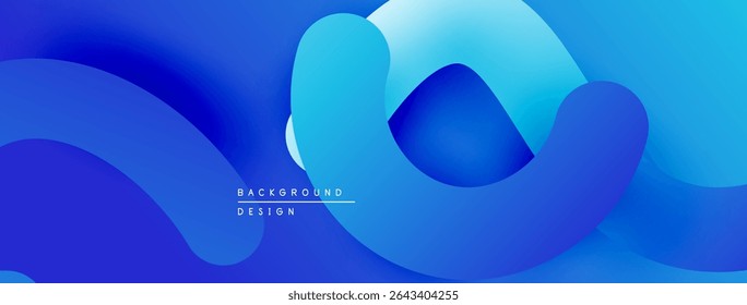Abstract blue background. Overlapping shapes create fluid, modern design. Gradient colors offer depth, visual interest.