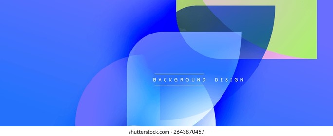 Abstract blue background. Overlapping shapes create dynamic visual effect. Modern design elements present smooth gradients.
