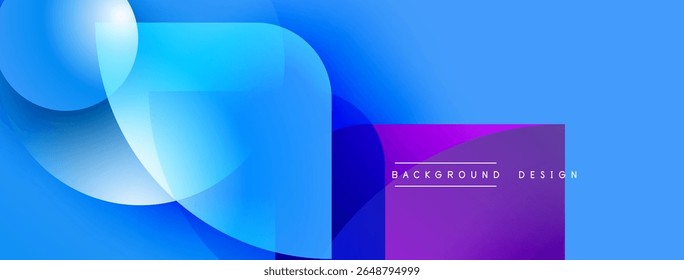 Abstract blue background. Overlapping shapes create dynamic visual effect. Gradient colors, modern design elements present.
