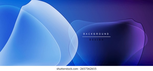 Abstract blue background. Overlapping shapes create dynamic visual effect. Modern design elements present smooth gradients.