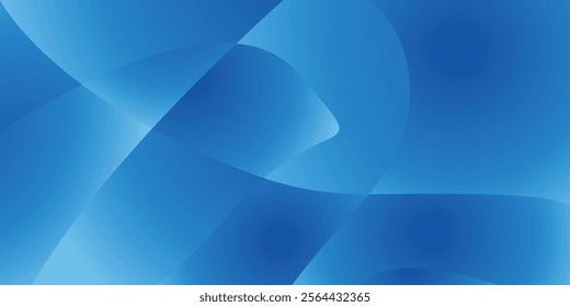 Abstract blue background with overlapping waves and curves.	Perfect for use in technology, software, or innovation-related themes.