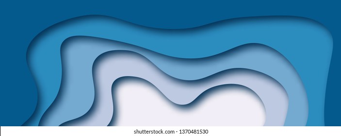Abstract Blue Background with Blue Paper Cut shapes banner design. Vector illustration.
