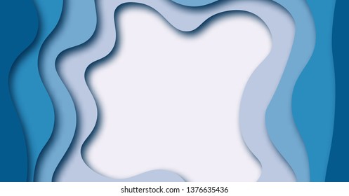 Abstract Blue Background with Blue Paper Cut shapes banner design. Vector illustration.