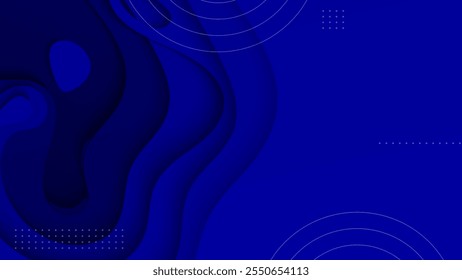 Abstract blue background in paper cut. Modernn 3D layered realistic bending.