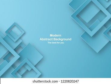 Abstract blue background with pastel color. Template for business presentation, cover, invitation, poster, advertisement, banner. New trend of vector illustration design in 3D paper cut.