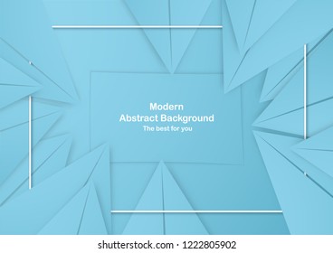 Abstract blue background with pastel color. Template for business presentation, cover, invitation, poster, advertisement, banner. New trend of vector illustration design in 3D paper cut.