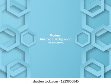 Abstract blue background with pastel color. Template for business presentation, cover, invitation, poster, advertisement, banner. New trend of vector illustration design in 3D paper cut.