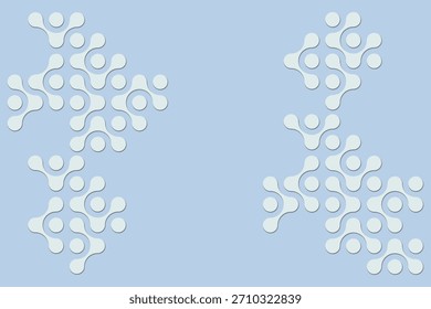 Fondo azul Abstractas con un patrón abstracto de puntos conectados, metaball. Patrón minimalista de círculos y puntos sobre un fondo azul claro. Ilustración vectorial.