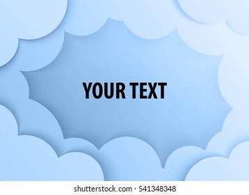 Abstract blue background with place for your text, 3D Paper Graphics, cloud vector background
