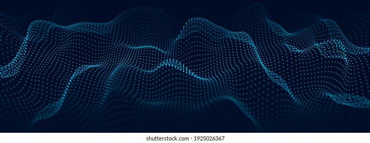 Abstract blue background of points. Cyber particles. Big data stream. Vector illustration