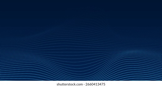 Abstract blue background of points. Cyber particles. Big data stream. Vector illustration