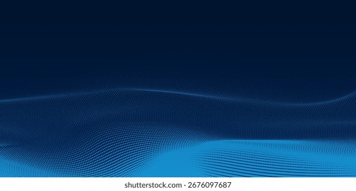 Abstract blue background of points. Cyber particles. Big data stream simple modern art