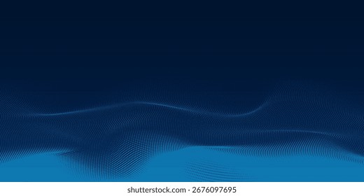 Fundo azul abstrato dos pontos. Ciberpartículas. Fluxo de Big Data simples