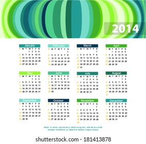 Abstract blue background polygonal. Calendar 2014 with space for text. Vector EPS 10 illustration.