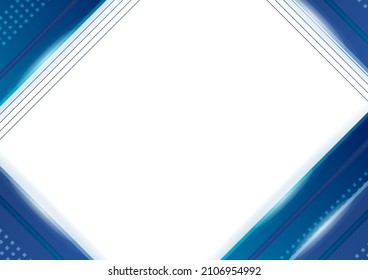 Abstract blue background poster with dynamic triangle frame border. Blue and white business presentation background with modern technology network concept. Vector illustration.