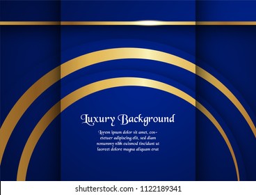 Abstract blue background in premium concept with golden border. Template design for cover, business presentation, web banner, wedding invitation and luxury packaging.