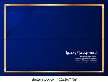 Abstract blue background in premium concept with golden border. Template design for cover, business presentation, web banner, wedding invitation and luxury packaging.