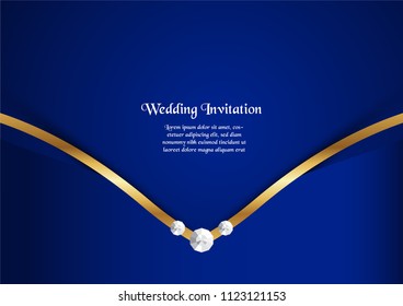Abstract blue background in premium concept with golden border. Template design for cover, business presentation, web banner, wedding invitation and luxury packaging.