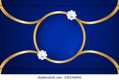 Abstract blue background in premium indian style. Template design for cover, business presentation, web banner, wedding invitation and luxury packaging. Vector illustration with golden border.