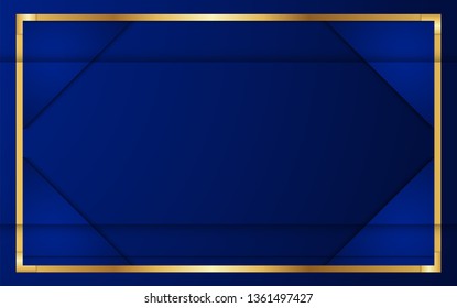 Abstract blue background in premium indian style. Template design for cover, business presentation, web banner, wedding invitation and luxury packaging. Vector illustration with golden border.